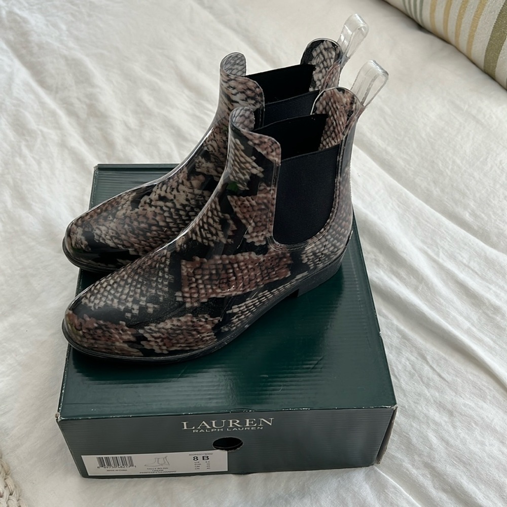 Ralph Lauren Python Snake Print Rain Boots Women’… - image 1